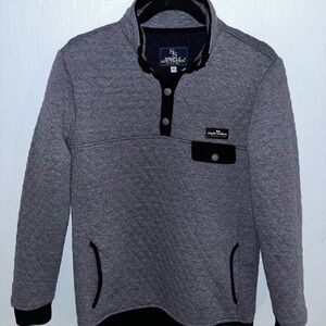 Simply Southern Gray V-Neck Sweater with Black Accents